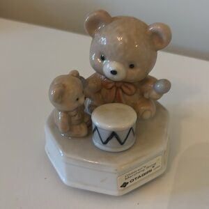 Vintage Otagiri Teddy Bear Drum Porcelain Music Box Children's Marching Song